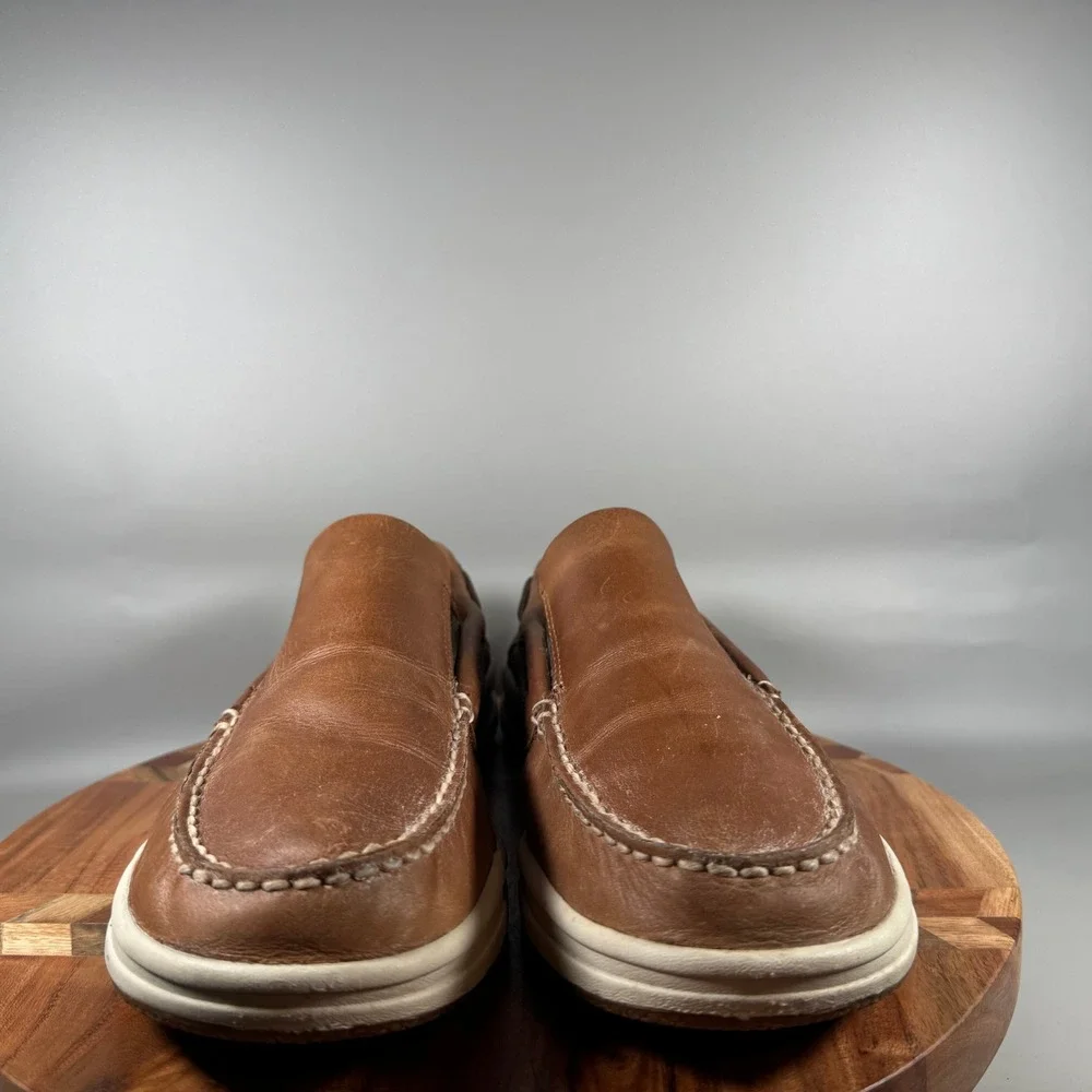 Sperry Mens Brown Leather Slip On Boat Shoes STS16474 Moc Toe Size 13 M